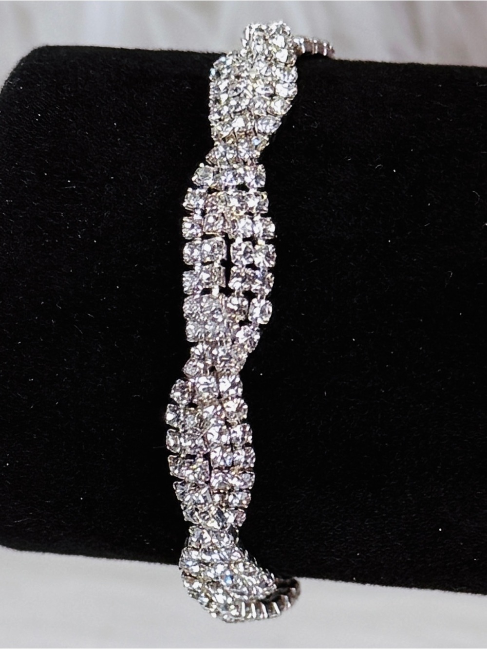 Elegant Silvertone Rhinestone Dressy Bracelet View 4